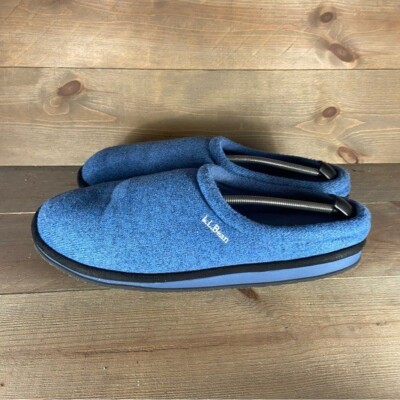 Ll bean Mens size 13 slippers blue fleece scuff slip on comfort shoes