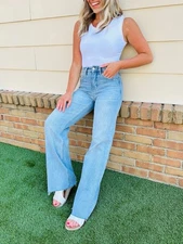 MOCO Boutique - Wear Everywhere Wide Leg Tummy Control Jeans - Size 29 / 9