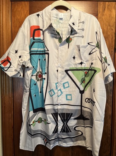 Shirt Size xl Men Hawaiian Martini 50’s Button Down Retro bowling shirt