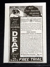 1917 OLD MAGAZINE PRINT AD, PORT-O-PHONE HEARING AID, NOT JUST ANOTHER DEVICE!