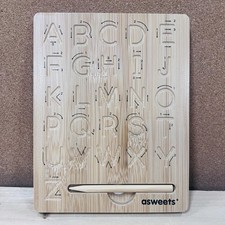 Asweets Montessori Wooden Alphabet Tracing Board Upper And Lower Case 8"x6"