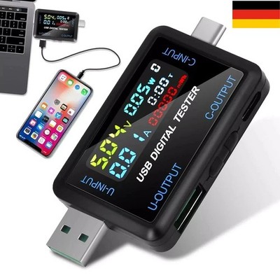 USB-C und USB Tester 2 in 1, DC 4,5 36 V Strom Spannung Volt Messgerät