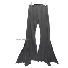 Pantaloni svasati in cotone elasticizzato bohemien neri boho hippie zingari h...