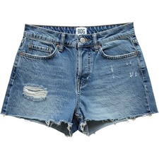 BDG Urban Outfitters medium-wash denim cutoff shorts frayed hem distressed 25 S
