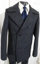 SCHOTT US 740N SIZE 34 GRAY WOOL PEA COAT