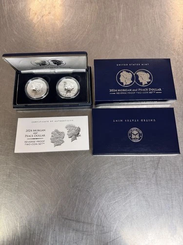 2024 S Reverse Proof $1 Morgan and Peace Silver Dollar 2pc Set W/OGP