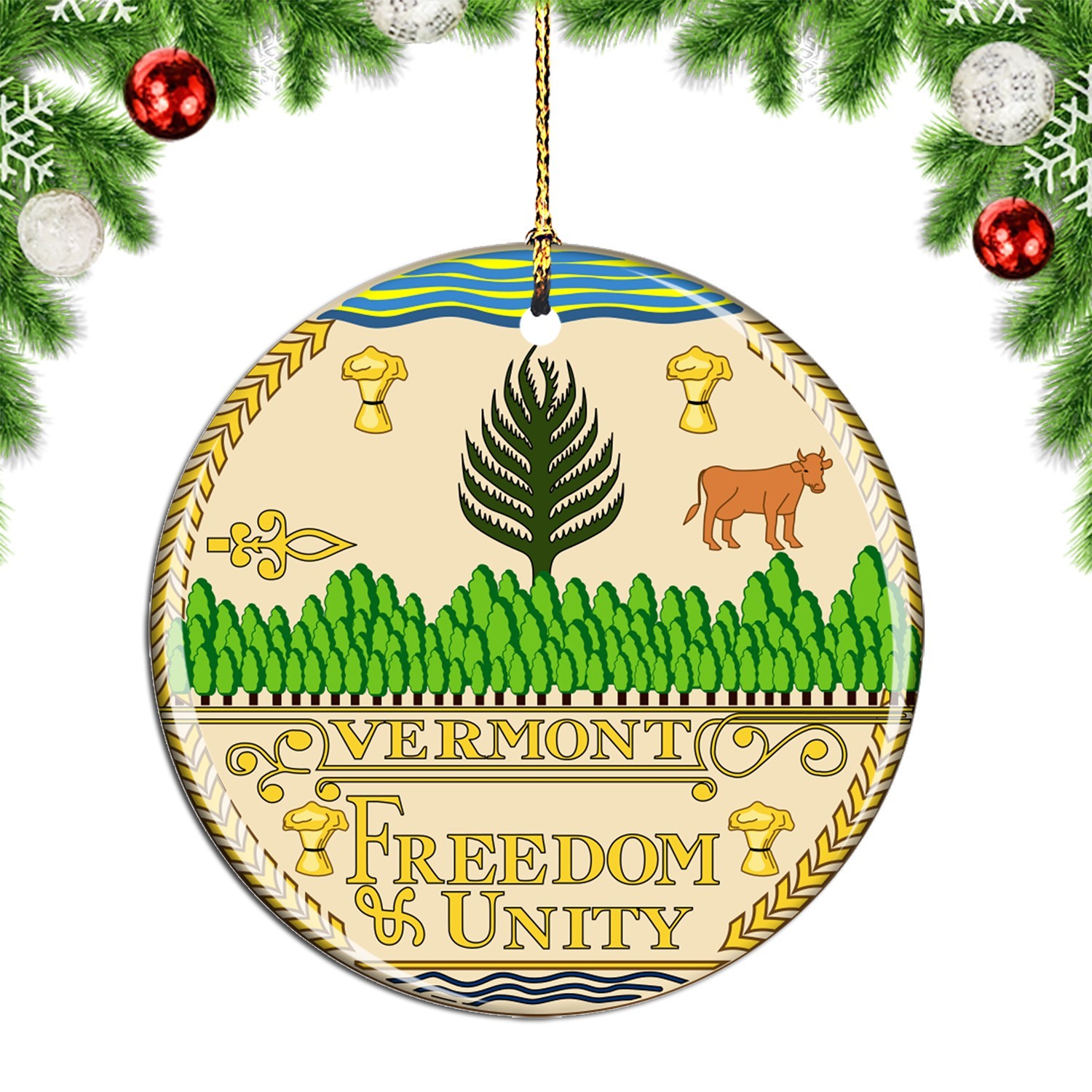 United States Vermont State Flag Christmas ornament city travel souvenir