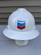 Chevron Oil Safety Hard Hat White MSA V-Gard Size Medium No Suspension EUC