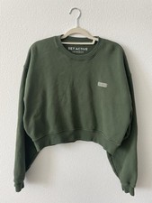 Set Active Cropped Crewneck Women's L Green Athletic Workout Casual Loungewear