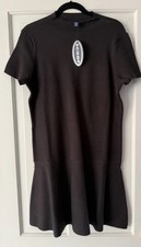 Scoop From Walmart Black Knit Short Sleeve Mock Neck Mini Shift Dress Solid