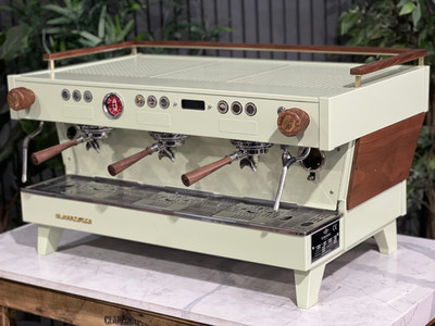 LA MARZOCCO LINEA PB ABR 3 GROUP ESPRESSO COFFEE MACHINE SAGE GREEN & TIMBER BAR