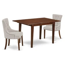 East West Furniture Norfork 3-piece Wood Dining Set in Mahogany/Doeskin