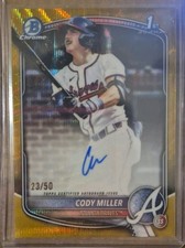 2025 Bowman Draft Cody Miller 1st Gold Chrome Refractor AUTO /50 #CPA-CM Braves