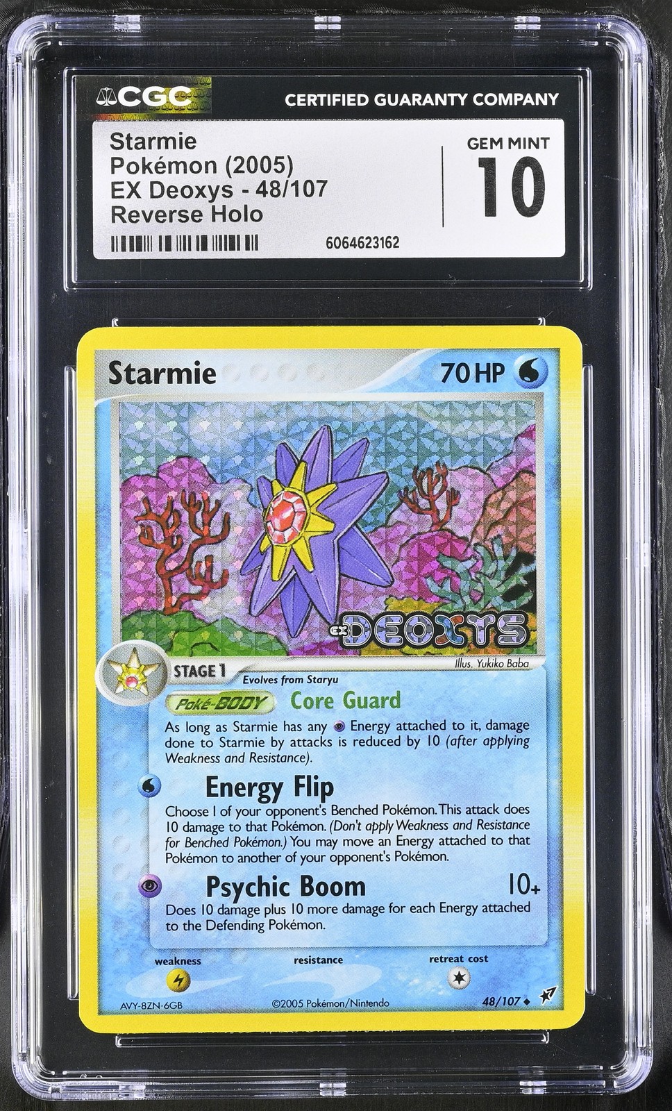 CGC 10 GEM MINT Starmie 2005 EX Deoxys 48/107 Reverse Holo Stamped Pokemon Card