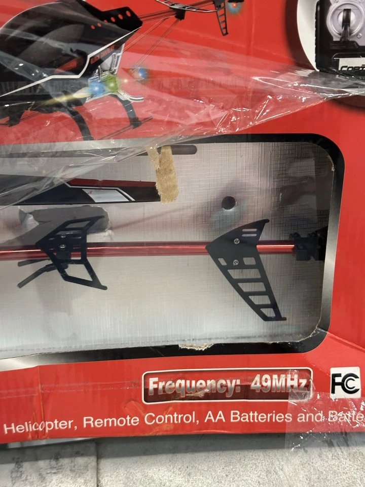 Brand New TY-912 Black Chopper 3CH RC Helicopter Gyro LED 49MHz Box Worn Untestd - Image 2 of 4