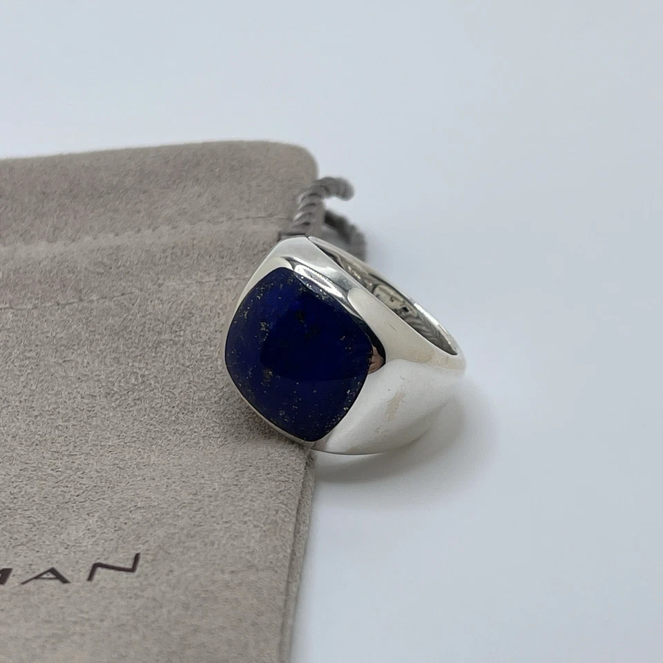 Anillo David Yurman Plata Esterlina Piedra Exótica Lapislázuli Sello Talla 11 Foto 3 de 4