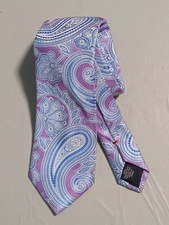 IZOD Men's Paisley Tie Purple Light Blue Lavender Polyester In EUC Please READ