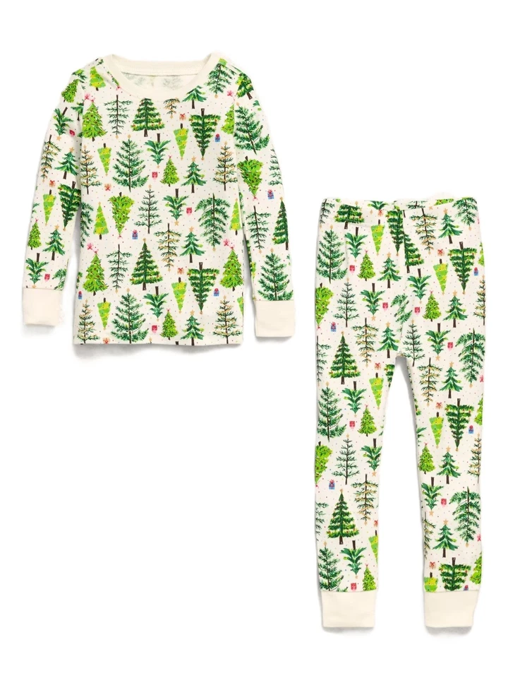 Novo Conjunto de Pijama Unissex Old Navy Duas Peças Árvores de Natal PJS Tamanho 2T Novo com etiquetas - Imagem 2 de 3
