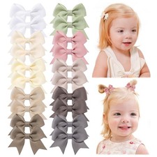20pcs Baby Hair Clips Girls Bows 2 Mini Ribbon Alligator Clip Toddler Pigtail...