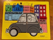 Vintage 1970 Playskool 14 Pieces Family Drive Wooden Puzzle 330-34