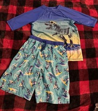 Rash Guard Swim Set Boys Shirt Shorts Large 10-12 Dinosaur Wonder Nation