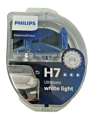 NEW Philips Diamond White 5000K H7 55W Two Bulbs Head Light High Beam - Image 1 of 4