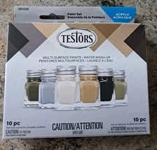 Testors Model Paint 281228 MILITARY COLORS 10 PC Flat Acrylic Paint Set NEW