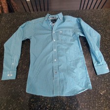 Ariat Pro Series Button Up Shirt Mens S Blue Plaid Long Sleeve Western Cowboy