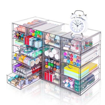 Acrylic Drawer Organizer, 20 Drawers, Clear Desktop Storage for Office & Craft