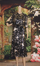 Calvin Klein Black With Gold Floral Detail Midi Dress size 16