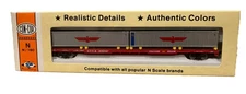 CON-COR N SCALE 90' PIGGYBACK FLATCAR W/ 2 SEA CONTAINERS TRAILER TRAIN GTTX