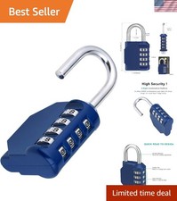 Cut-Resistant Blue Padlock: 4-Digit Combination for All Your Security Needs