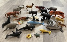 Large Lot of Hard Plastic Toy Zoo Safari Animals - 24 Total