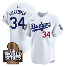 Dodgers 2024 World Series #34 Valenzuela All Print Custom Baseball Jersey S-5XL