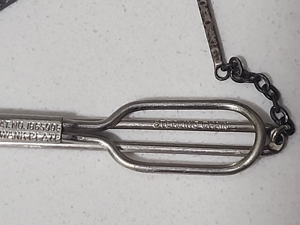 Vintage Swank Tie Clip Sterling Silver With Sterling Silver Chain - Image 4 of 4