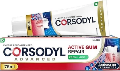 Corsodyl Active Gum Repair Toothpaste for Bleeding Gums, Fresh Mint, 75ml UK