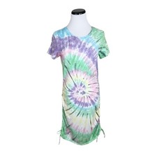 Pink Victorias Secret Tie Dye Cotton T Shirt Dress Cinched Sides Size Medium