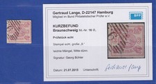 Braunschweig 1864 Wappen 3 Sgr. Mi.-Nr. 16 mit Nr.-O 9 Braunschweig KB LANGE BPP
