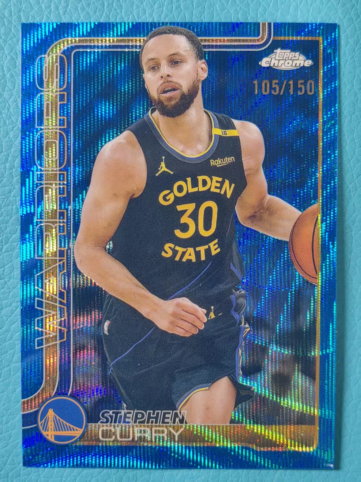 Stephen Curry 2025-26 Topps Chrome 105/150 Blue Wave Golden State Warriors #201