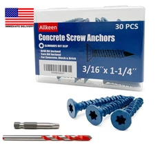 3/16" X 1-1/4" Concrete Screws, Anchoring to Masonry, Brick, Block, Cement or St