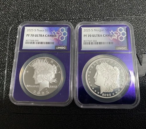 2025 S Morgan & Peace Silver Dollar $1 Set NGC PF70 Ultra Cameo