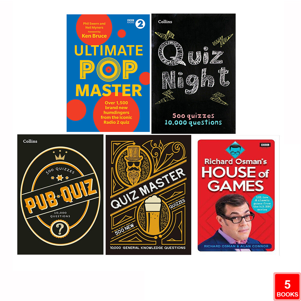 PopMaster, Collins Quiz Night,Quiz Master, Pub Quiz & House of Games 5 Books Set