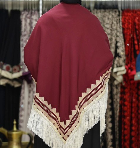 Elegante Mantón Granate Estilo Palestina Flecos Bordado Bordado Modesto Moda Envoltura - Imagen 4 de 4