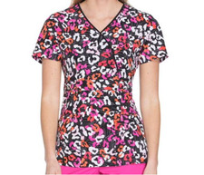 Runway by Cherokee Scrubs Size S Mock Wrap Top Animal Print RW601 LFLP