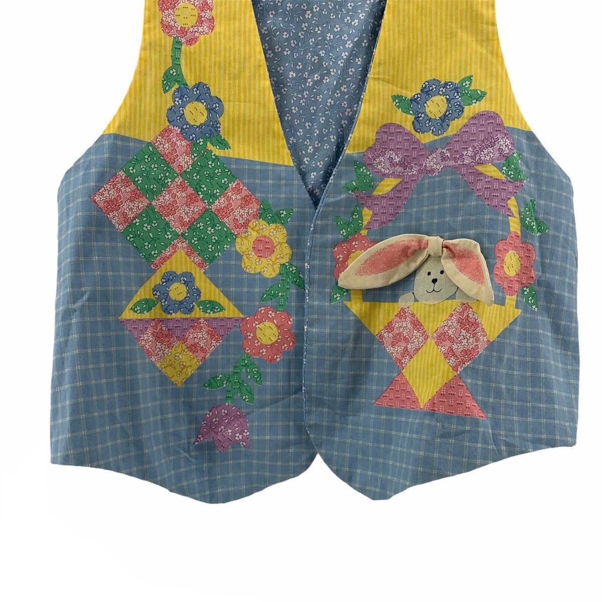 Vintage Easter Bunny Vest Size L/XL Spring Floral Yellow Vintage Easter Bunny Vest Size L/XL Spring Floral Yellow