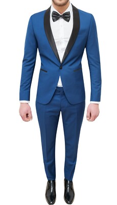 Abito uomo Sartoriale in raso slim fit vestito smoking elegante cerimonia |  eBay