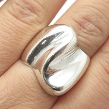 925 Sterling Silver Vintage Ribbed Ring Size 8