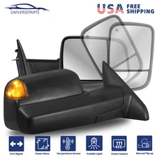 2X Power Heated Turn Signal Tow Mirrors For 09-18 Dodge Ram 1500 10-18 2500 3500