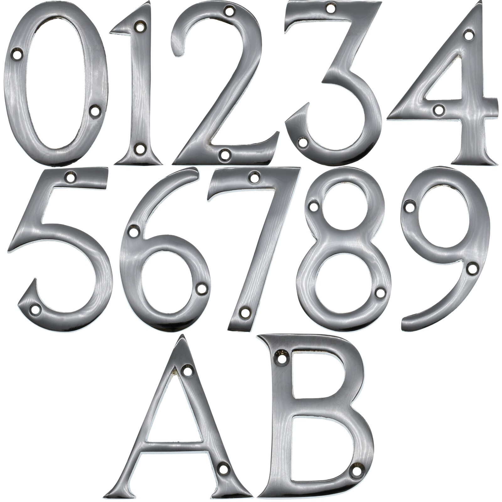 Chrome Door Numbers 3" 75 mm Polished Solid House Flat Apartment