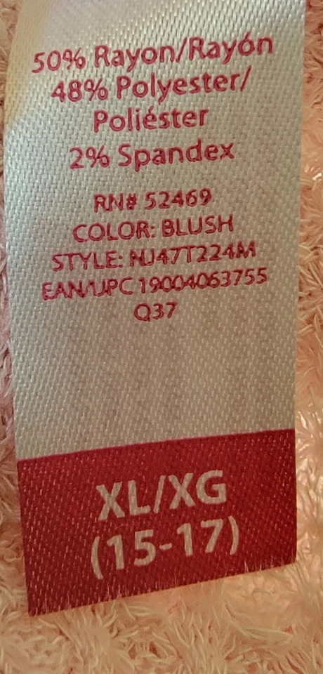 No Boundaries Juniors Womens Shirt Top Blouse Size XL X Large 15/17 Blush Pink - Image 3 of 4